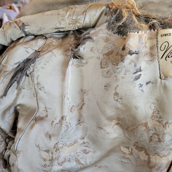 Vtg 1960's Black Broadtail Persian Lamb Fur Jacket with Grey Mink Fur Collar - Picture 14 of 16